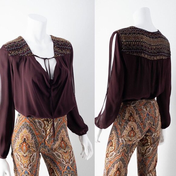 NWT Haute Hippie Beaded Silk Tunic, size small - Picture 4 of 12